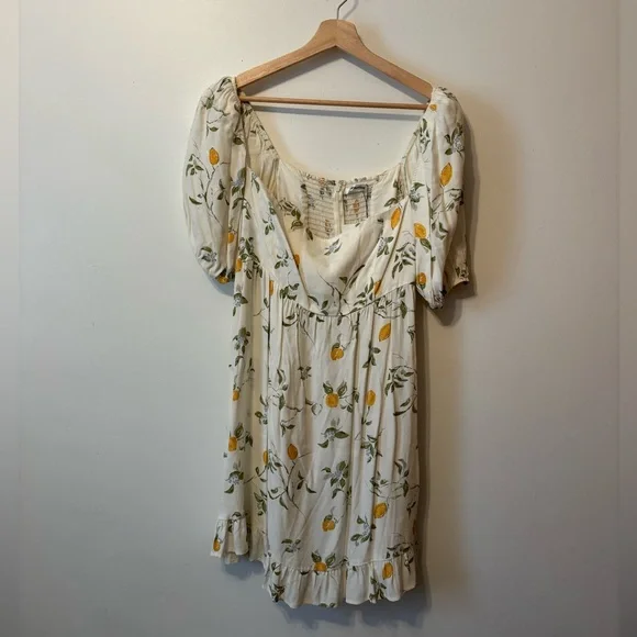Reformation Lemon Print Puff Sleeve Dress | Bristol in Citron - Picture 6 of 8